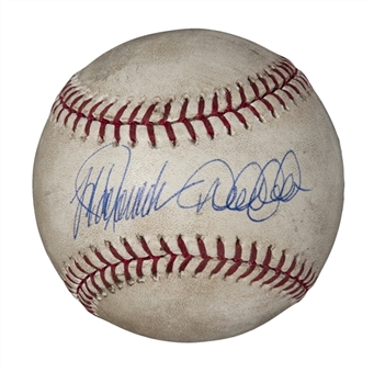 2011 Jeter/Posada Game Used and Signed Postseason Baseball- Posadas Final Win at Yankee Stadium (MLB Auth-Steiner)